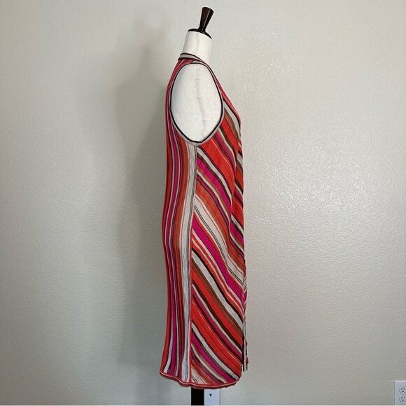 Chico's Mitered Stripe Pattern Open Front Vest Cardigan, Sz Medium - Picture 7 of 12